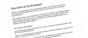 Text om att leverera bilder på ett vitt papper