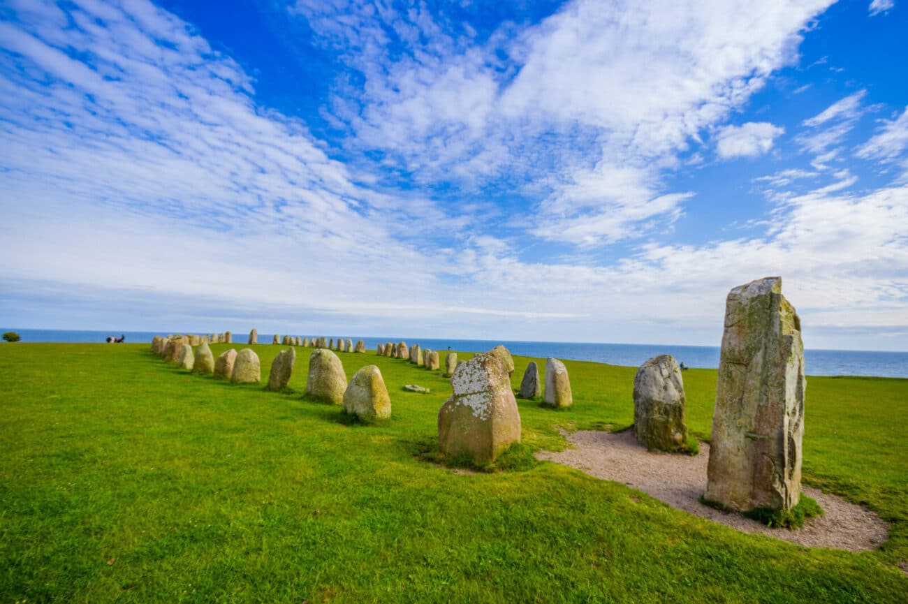 Ales stones, imposing megalithic monument in Skane, Sweden