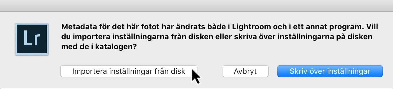 Importera inställningar från Camera Raw