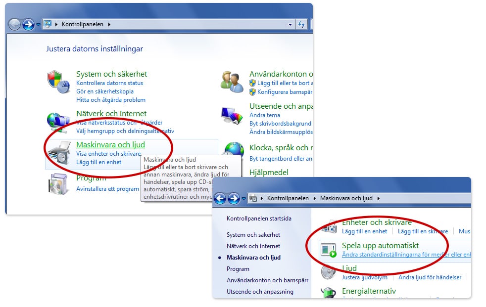 Maskinvara och ljud i Windows