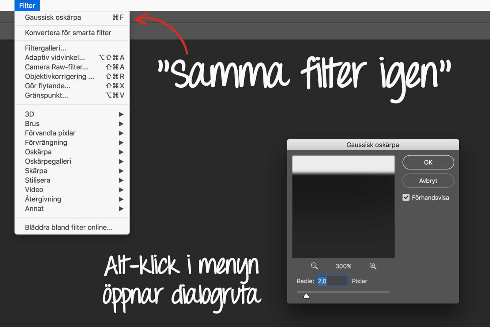 Knep för att återupprepa filter i Photoshop