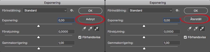 Återställ dialog