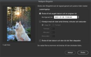 Redigera bildfångsttid i Adobe Bridge