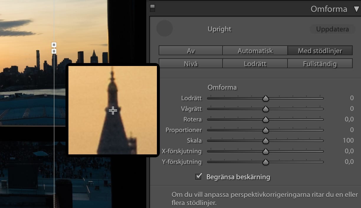 Räta upp bilder i Lightroom