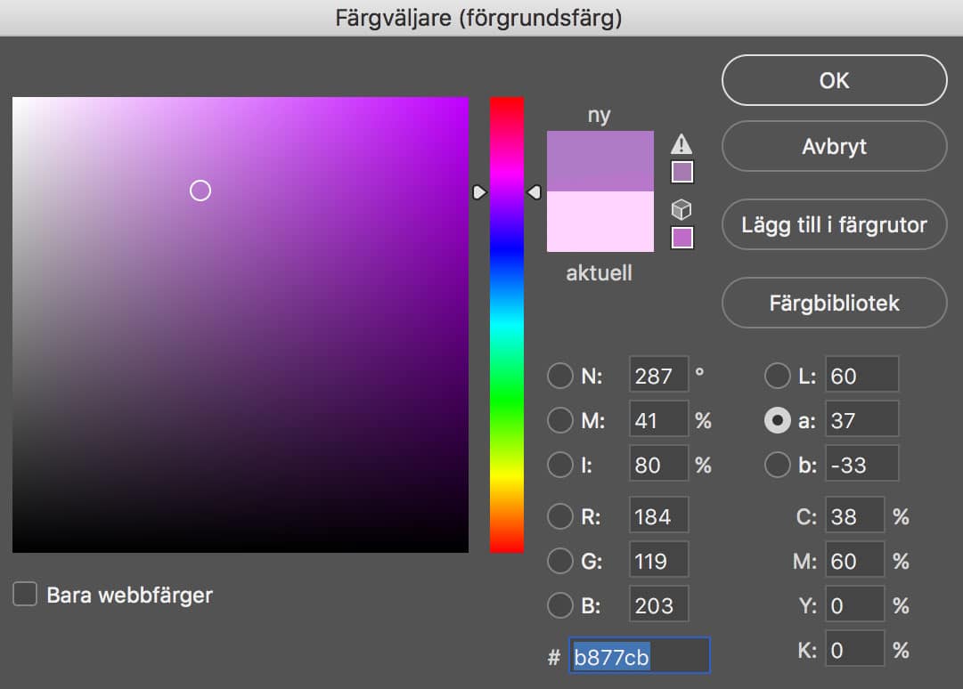 Få en annan synvinkel i färgväljaren i Photoshop