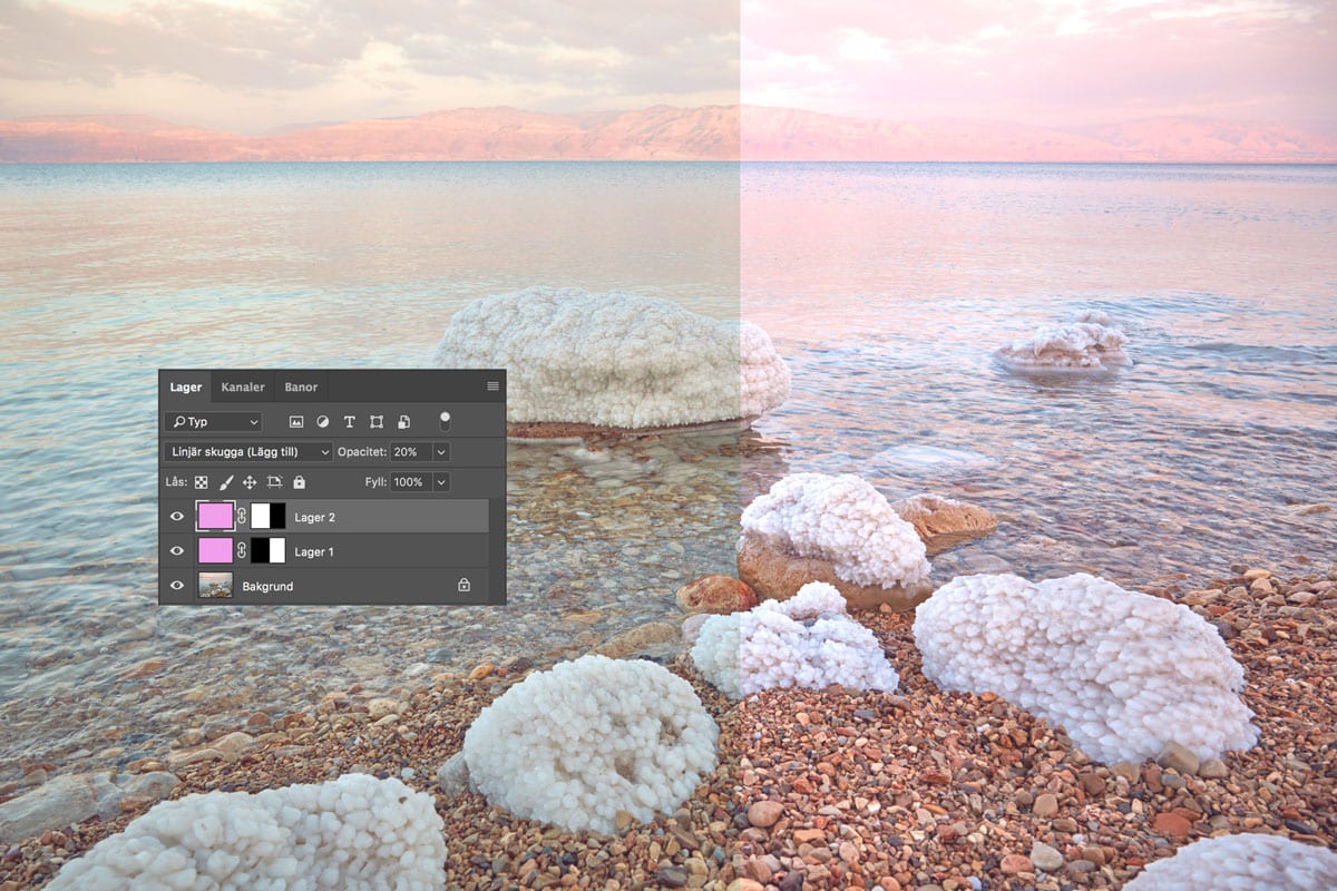 Fyll och Opacitet vid blandningslägen i Photoshop.