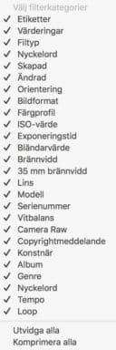 Välj ut bilder på olika kriterier i Bridge