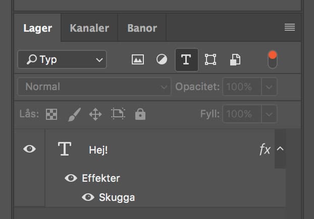 Filtrera lager efter typ.