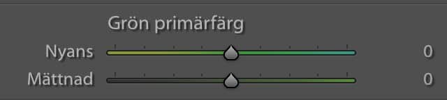 Grön primärfärg i Lightroom