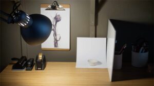 Produktfotografering av vit skål i hemmamiljö