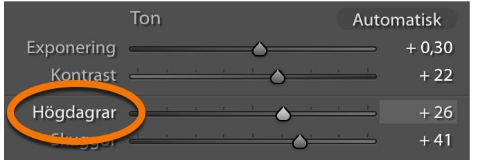 Högdagrar i Lightroom