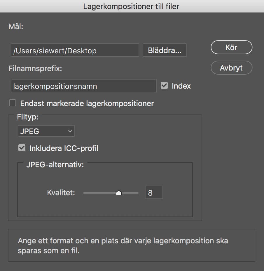 Lagerkompositioner till filer i Photoshop