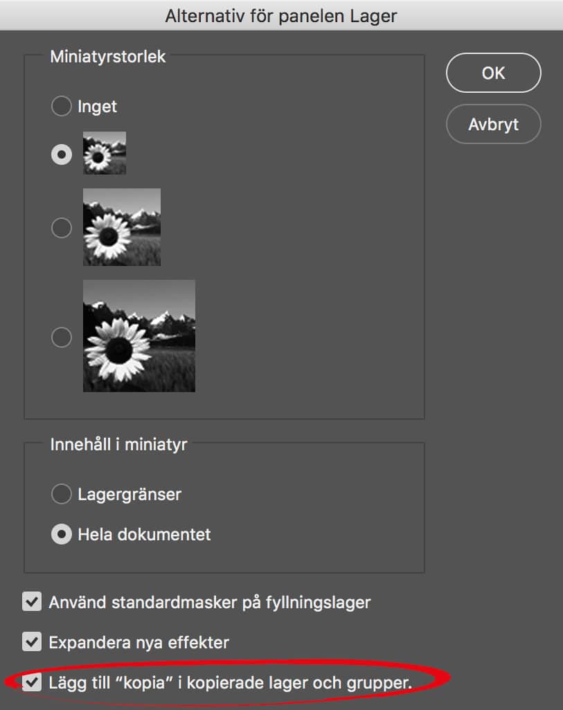Lägg till kopia i kopierade lager och grupper.