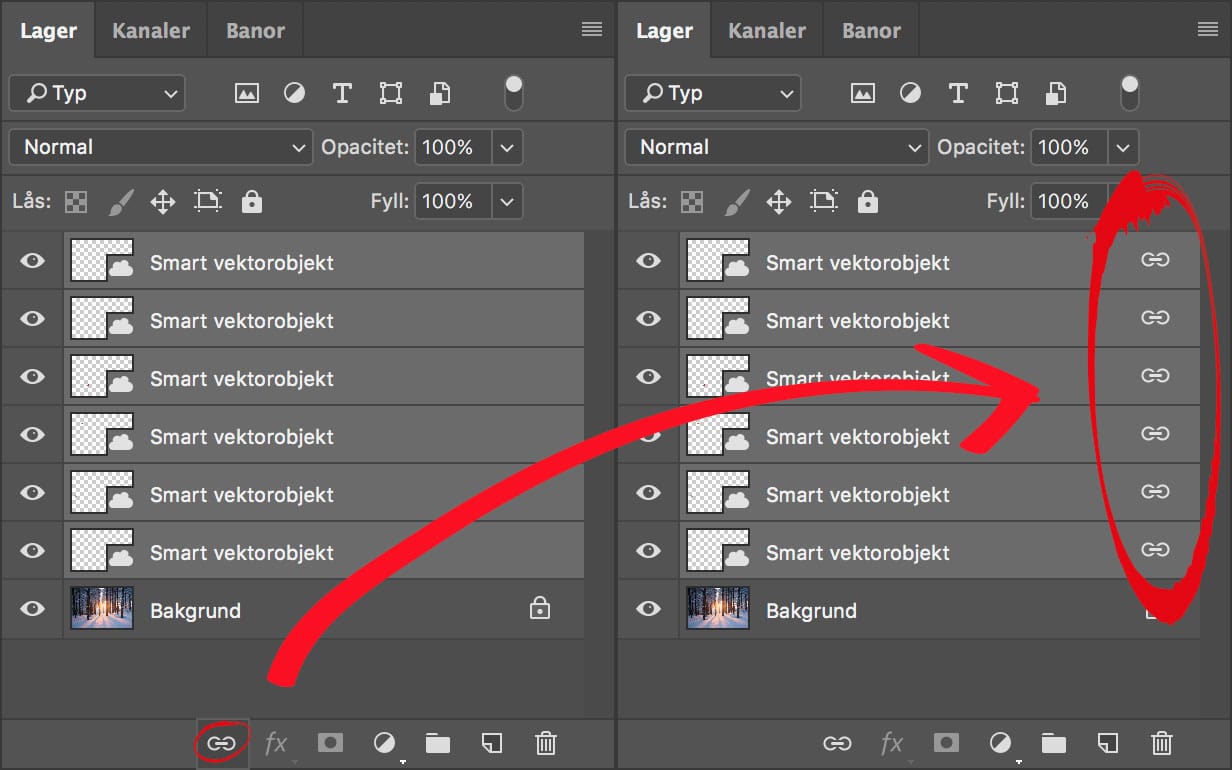 Länka dina lager i Photoshop