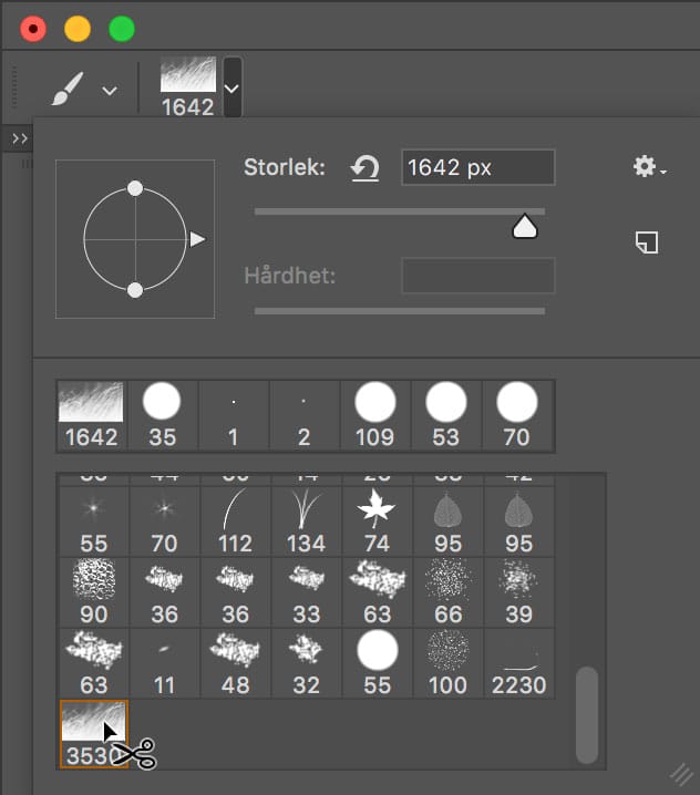 Radera pensel i Photoshop.