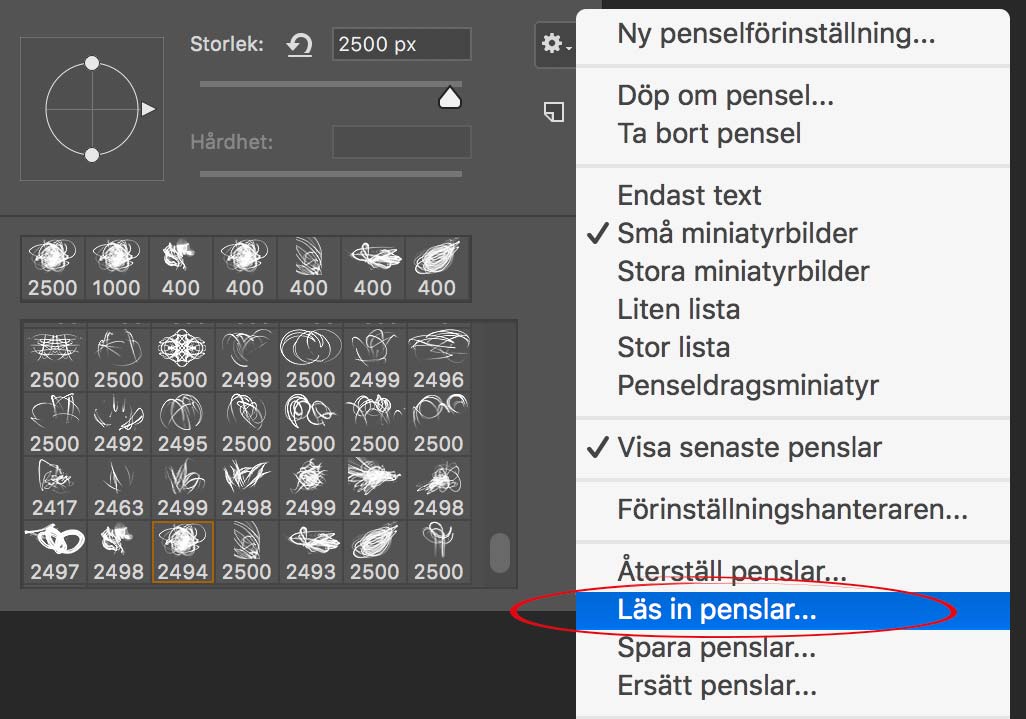 Ladda in fler penslar i Photoshop