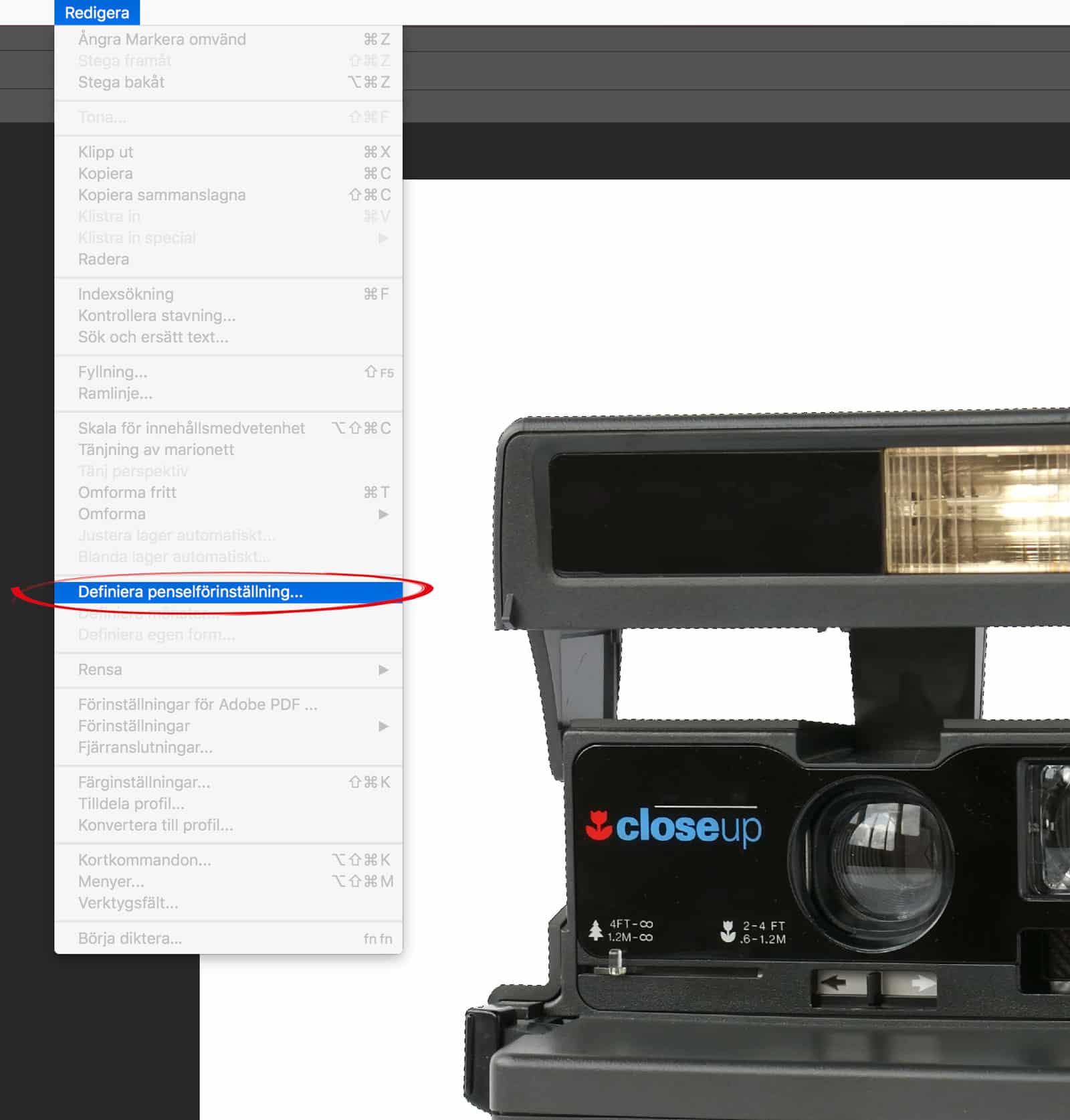 Definiera penselförinställning i Photoshop.