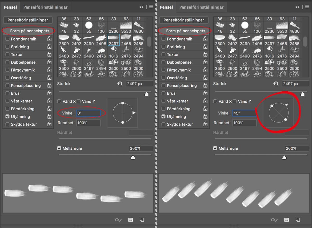 Rotera penslar i Photoshop