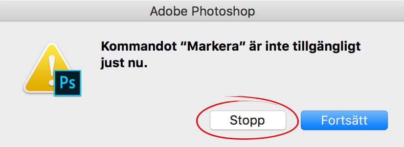 Problem med nedladdat funktionsmakro i Photoshop