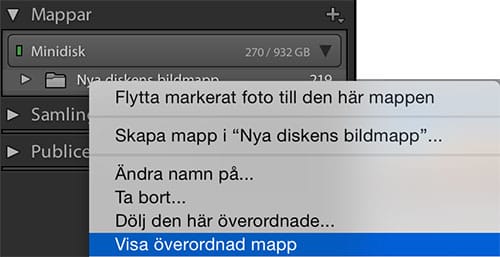 Visa överordnad mapp