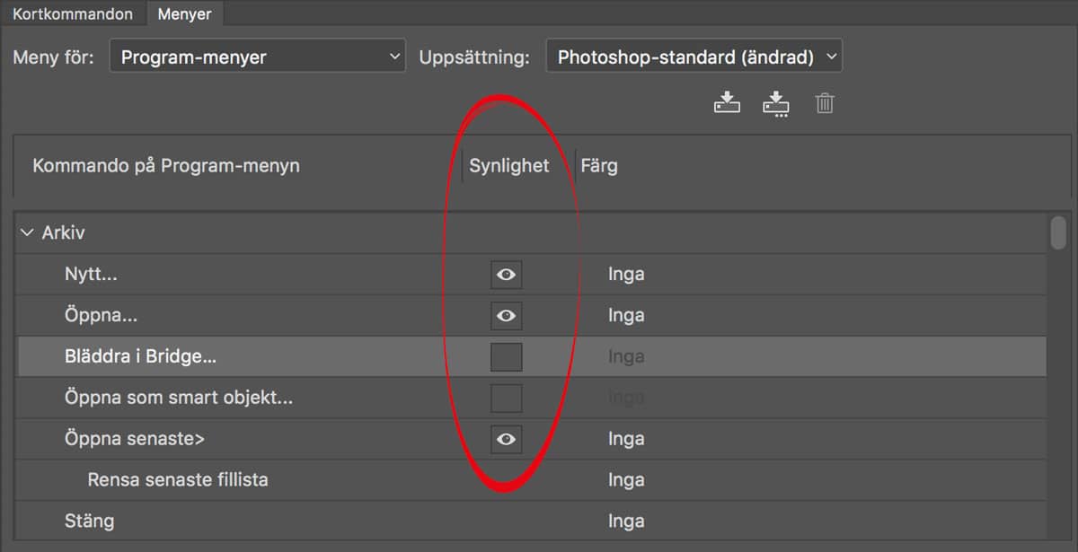 Städa upp och förenkla dina menyer i Photoshop