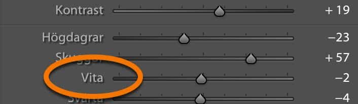 Reglaget Vita i Lightroom