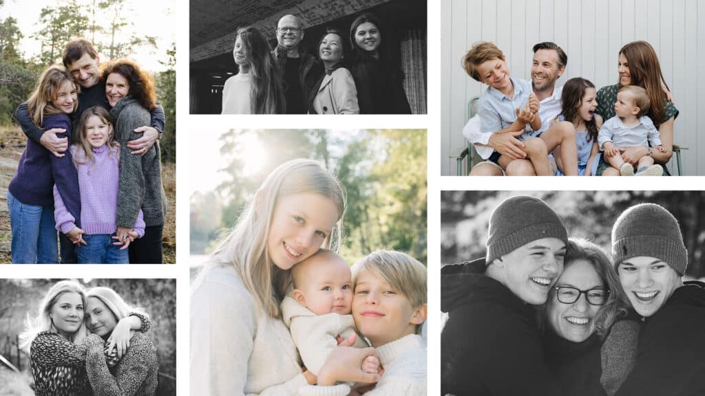 Ett kollage av familjebilder tagna av Juliana Wiklund