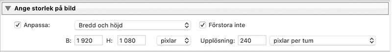 Inställning filstorlek vid export i Lightroom Classic
