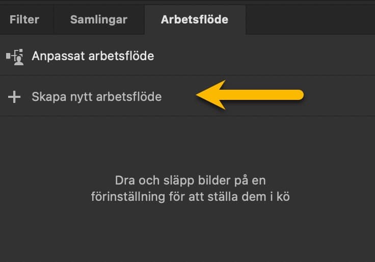 Skapa ett nytt arbetsflöde i Bridge