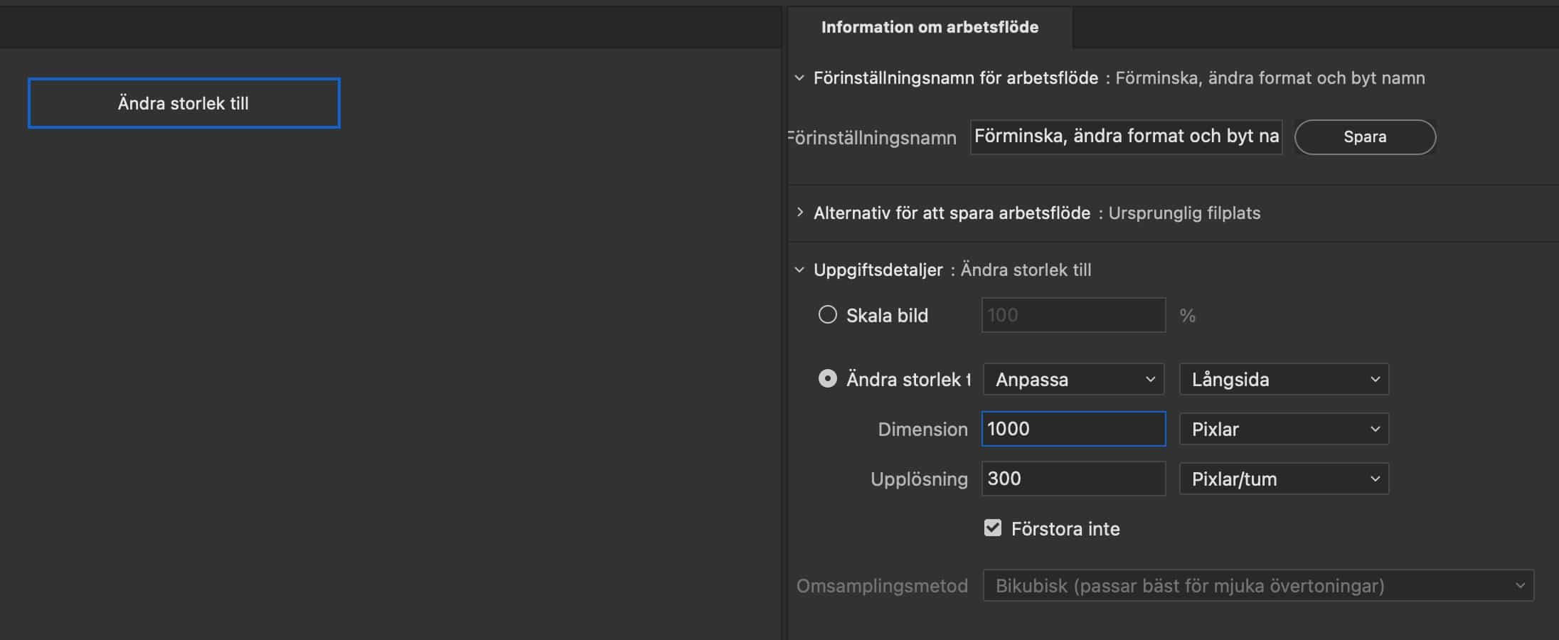 Inställningar för arbetsflöde i Bridge