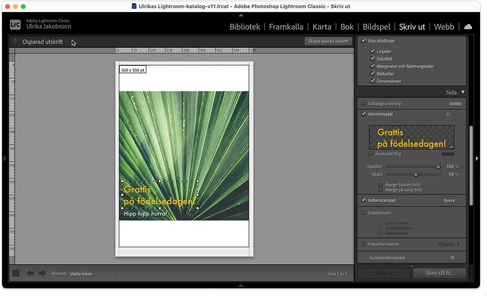Utskriftsmodulen i Lightroom Classic