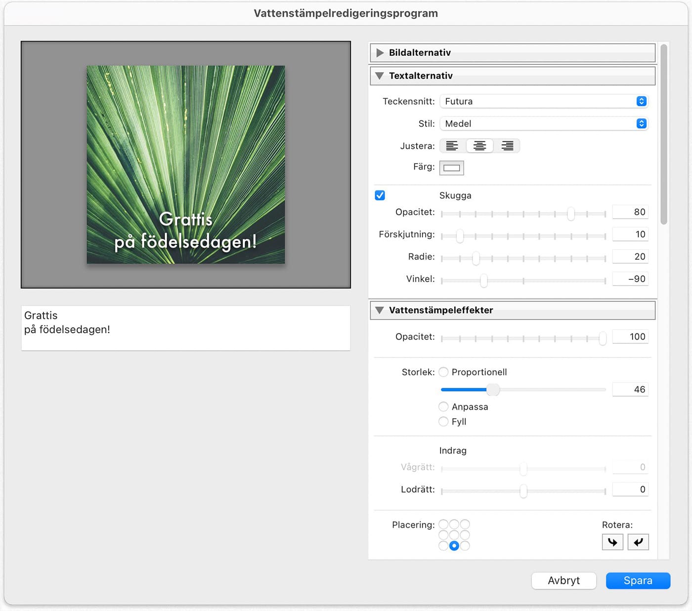 Formatera vattenstämpel vid export i Lightroom Classic