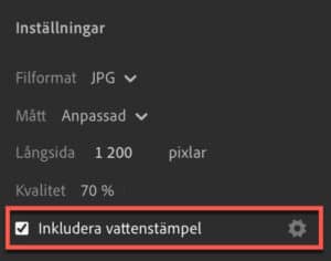Lägg till vattenstämpel vid export i Lightroom